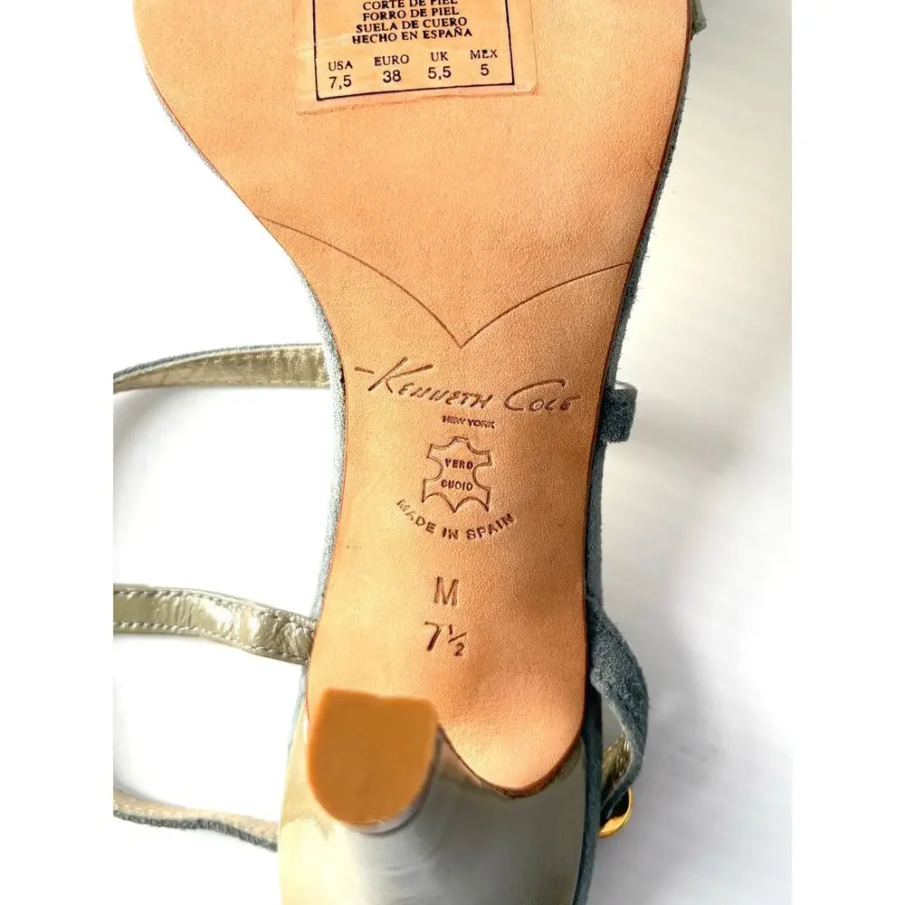 Kenneth Cole Suede Slingback Heels 7.5 Made in Spain Leather Sole